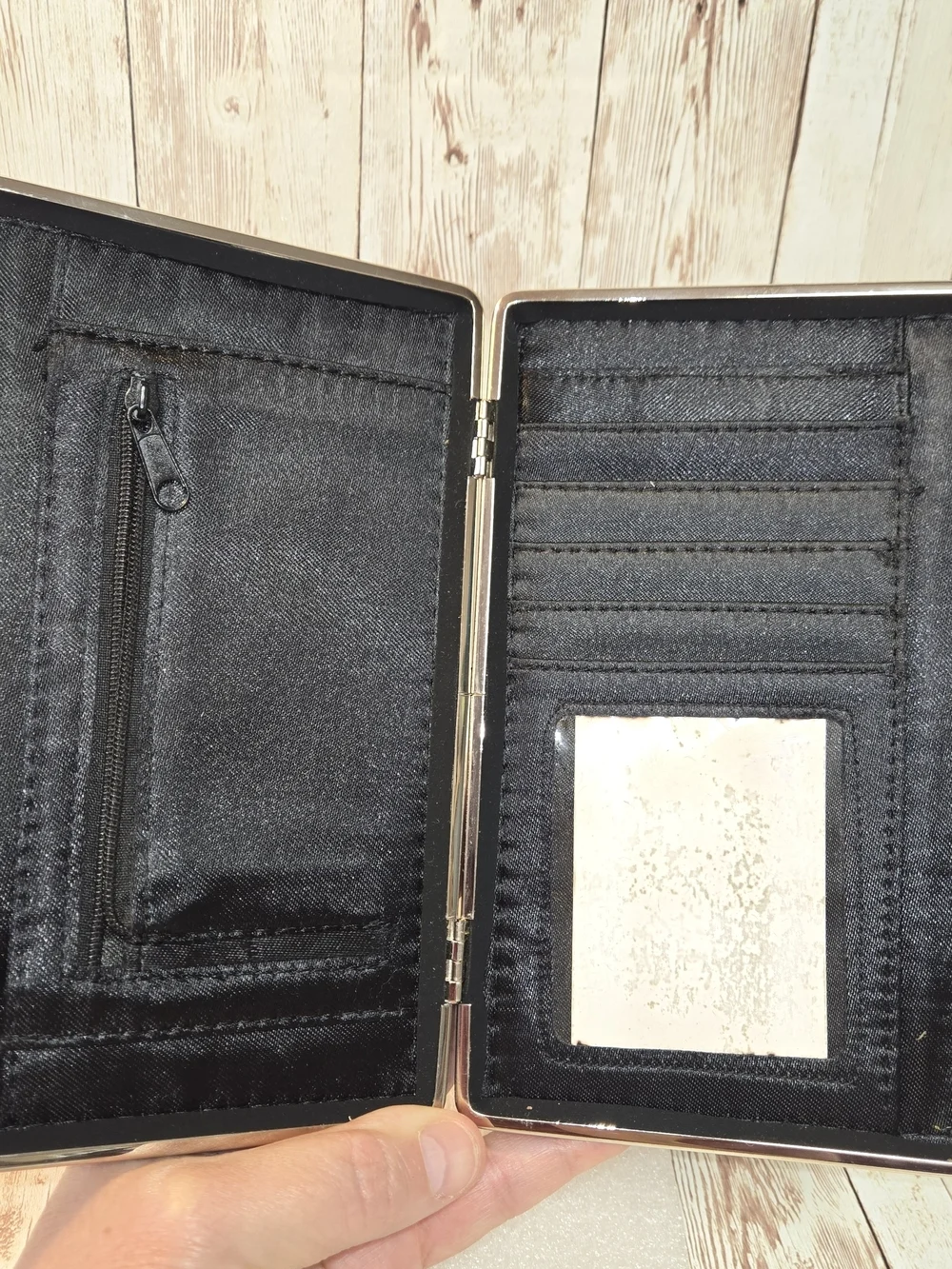 Vintage Metallic Blue Faux Snakeskin Clutch Wallet Silver Kiss Lock